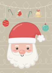 santa face garland ball cane bell celebration merry christmas poster