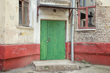 Textured walls and ruins of an old house