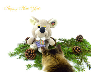 New Year greeting card. 2020 is the year of the rat. 