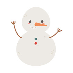 snowman character with carrot nose celebration merry christmas