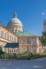 Obraz premium Holy Duchov Corps of the Alexander Nevsky Lavra and the dome of the Holy Trinity Cathedral in Saint Petersburg, Russia
