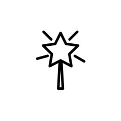 shining star fairy stick Xmas black solid design icon.