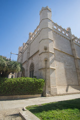 Fototapeta na wymiar Lonja de Mallorca in Palma : 15th-century Gothic civil building with dramatic arches & occasional public art exhibits.