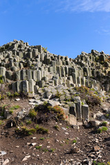 Basalt columnar separation - Basalt organ - in Panska Skala, Kamenicky Senov, hexagonal or...