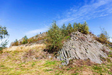 Basalt columnar separation - Basalt organ - in Panska Skala, Kamenicky Senov, hexagonal or...
