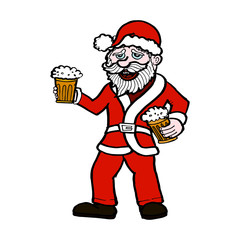 Obraz premium Merry Santa Claus with a beer in hand