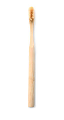 Wooden tooth brush on white background