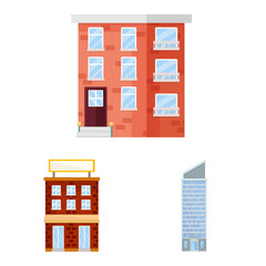 Vector illustration of facade and building symbol. Collection of facade and exterior stock vector illustration.