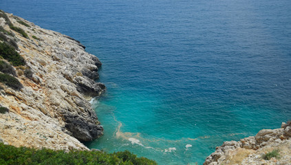 coast of the Mediterranean Sea. The shore is composed of limestone and marble.