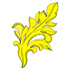 Vector Golden monogram floral ornament. Black and white engraved ink art. Isolated monograms illustration element.