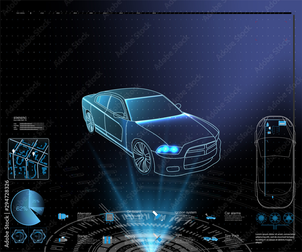 Poster futuristic user interface. hud ui. abstract virtual graphic touch user interface. cars infographic. 
