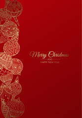 Merry Christmas and Happy New Year. Xmas background with gift box, Snowflakes and balls design.