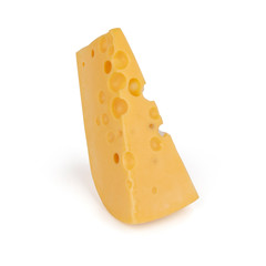 Piece of cheese isolated white background
