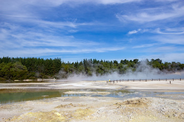 view of geo thermal park Waiotapu, New Zealand