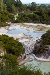 view of geo thermal park Waiotapu, New Zealand