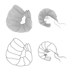 Vector design of appetizer and ocean icon. Collection of appetizer and delicacy vector icon for stock.