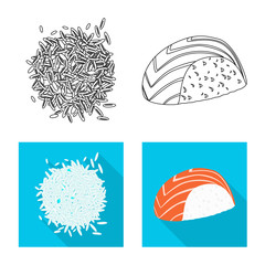 Isolated object of crop and ecological icon. Collection of crop and cooking stock vector illustration.