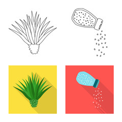 Vector illustration of cafe and Latin sign. Set of cafe and national vector icon for stock.