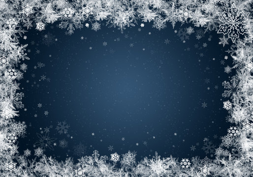 Blue Winter Background with snowflakes for your own creations