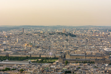 Fototapeta na wymiar Paris France beautiful sunset scenic view tres beau Paris Tour famous landmark building monument 