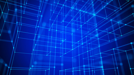Big data visualization. 3d rendering.Abstract background with connecting dots and lines.Abstract geometric background.