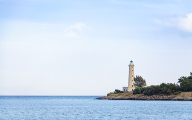 View of the beautiful lighthouse in Gytheio Greece
