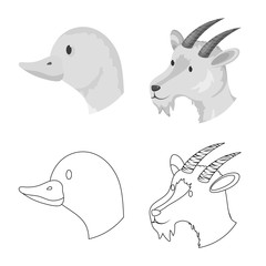 Isolated object of agriculture and breeding sign. Collection of agriculture and organic stock symbol for web.