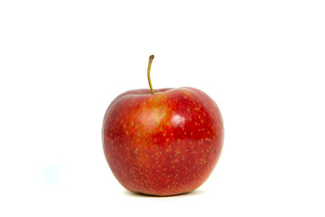 Red apple isolated on a white background. The concept of eating fruit, eating meals with vitamins. Taking care of yourself, diet. Healthy food, apples, pears.