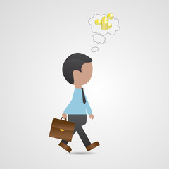 Obraz premium Businessman Walking With Briefcase - Vector. Businessman Profile Full Size With Speech Bubble - Isolated On Gray Background. Full Length Side View. Cartoon Character Vector. Businessman Moving Firmly