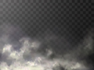 Transparent special effect stands out with fog or smoke. White cloud vector, fog or smog. Vector illustration.