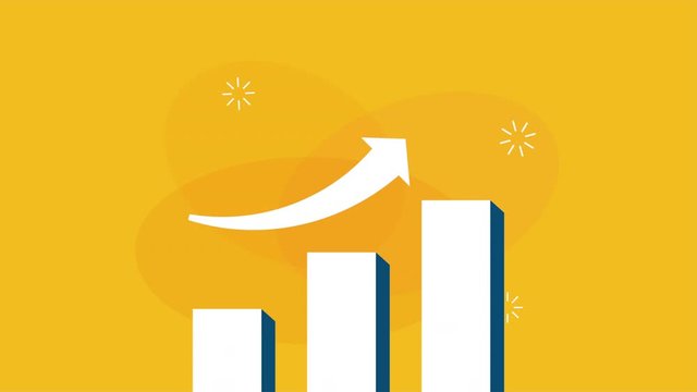 statistics bars with arrow up