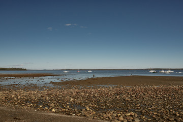 A cool Fall day in Lincolnville Beach off the coast of Penobscot Bay in Lincolnville, Maine. 