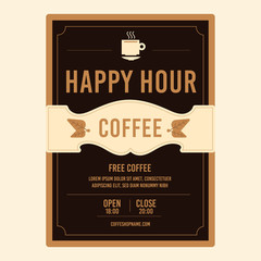 Delicious coffee happy hour poster template.Vector