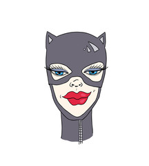 beautiful woman in cat mask. vector illustration