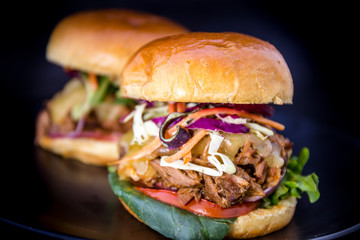 Slow Cooked Pork Shoulder Hamburger with vegetable