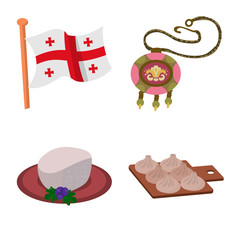Isolated object of Caucasus and traditions sign. Collection of Caucasus and attributes vector icon for stock.
