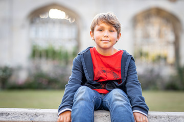 Boy portrait in Cambridge near Kings college, United Kingdom