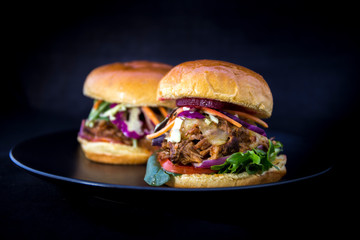 Slow Cooked Pork Shoulder Hamburger with vegetable