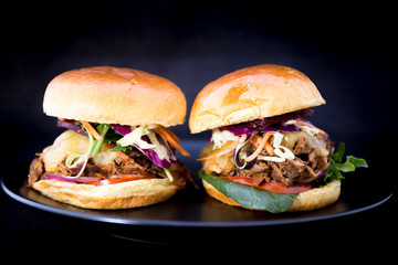 Slow Cooked Pork Shoulder Hamburger with vegetable