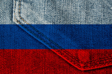 photo of the beautiful colored national flag of the modern state of Russia on textured fabric,...