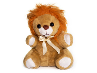  lion plush toy on white background.