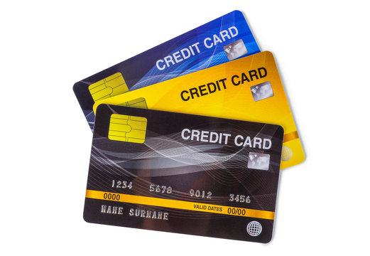 credit card on white background. (clipping path)