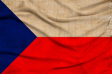 photo of the Czech Republic national flag on a luxurious texture of satin, silk with waves, folds and highlights, closeup, copy space, travel concept, economy and state policy, illustration