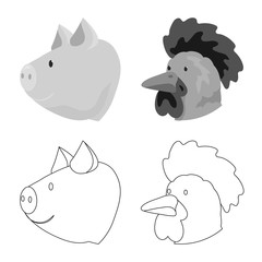 Isolated object of agriculture and breeding logo. Collection of agriculture and organic stock symbol for web.