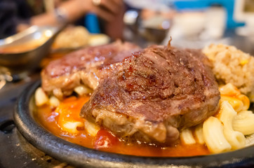 sirloin steak on plate