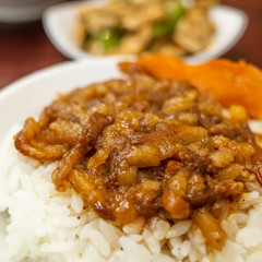 snacks of Chinese braised pork on rice