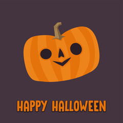 Cute pumpkin illustration. Halloween funny character. Flat vector.