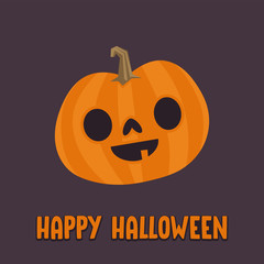 Cute pumpkin illustration. Halloween funny character. Flat vector.