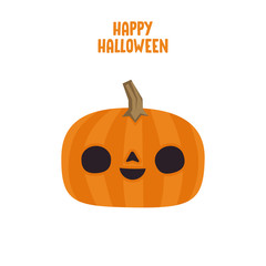 Cute pumpkin illustration. Halloween funny character. Flat vector.