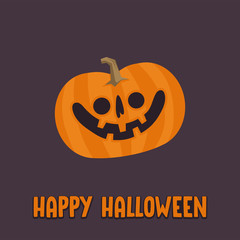 Cute pumpkin illustration. Halloween funny character. Flat vector.